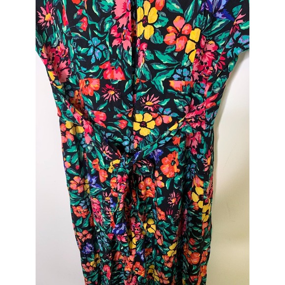 MNG Casual Womens Romper Size 4 Floral Print Body Suit Cloth Buttons Open Back - Picture 8 of 11